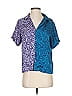 Tiny Color Block Graphic Blue Short Sleeve Blouse Size S - photo 1