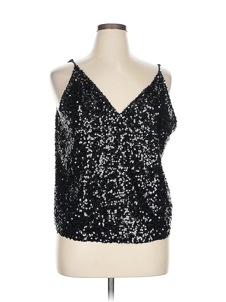 J.Crew Collection 100% Polyester Black Silver Sleeveless Top Size XL - photo 1