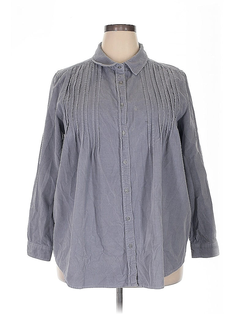Woman Within 100% Cotton Gray 3/4 Sleeve Blouse Size 18 - 20 - photo 1