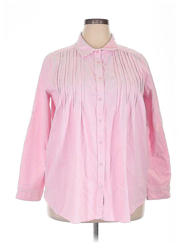 WOMAN WITHIN Pre-owned Long Sleeve Blouse In Pink