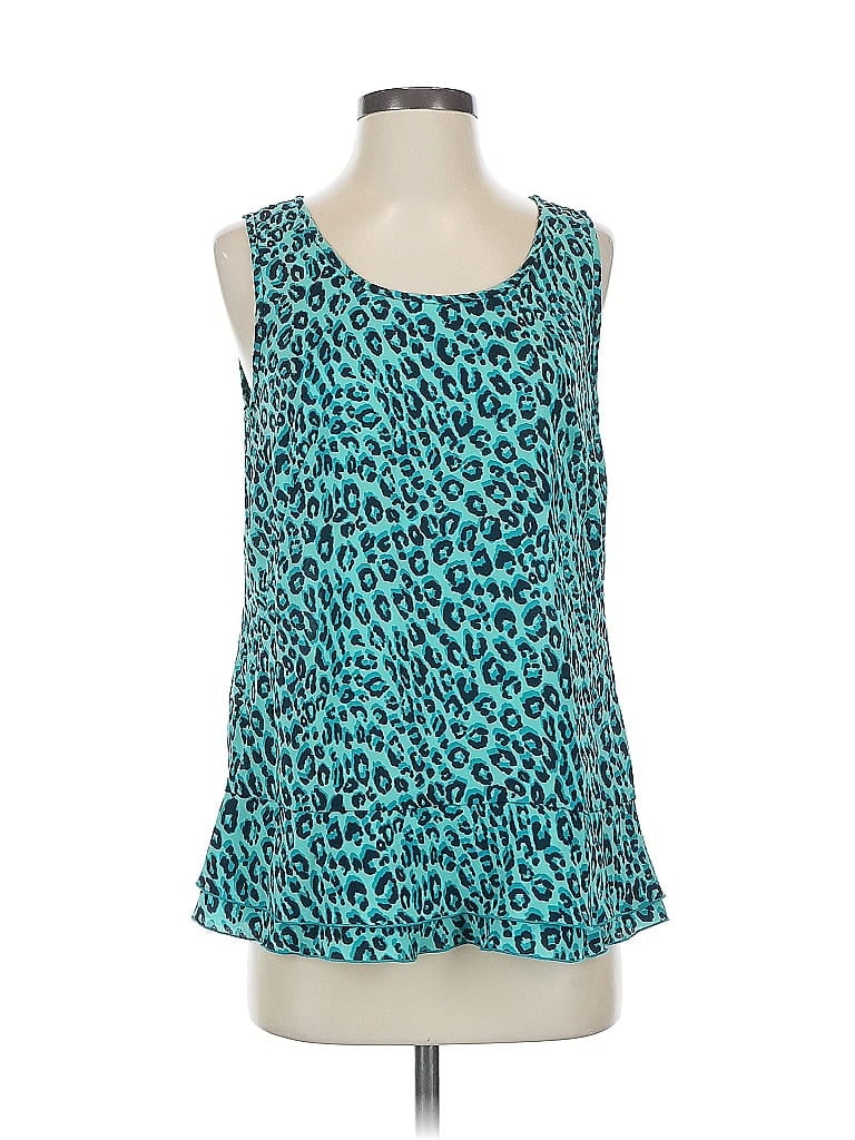 Pre-owned Ann Taylor Sleeveless Top Teal Scoop Neck Tops In Blue