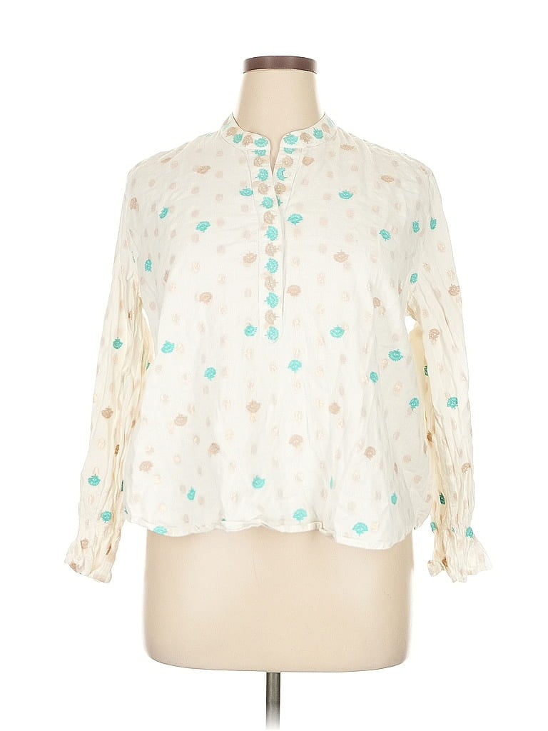 Pre-owned Nimo With Love Long Sleeve Blouse In White