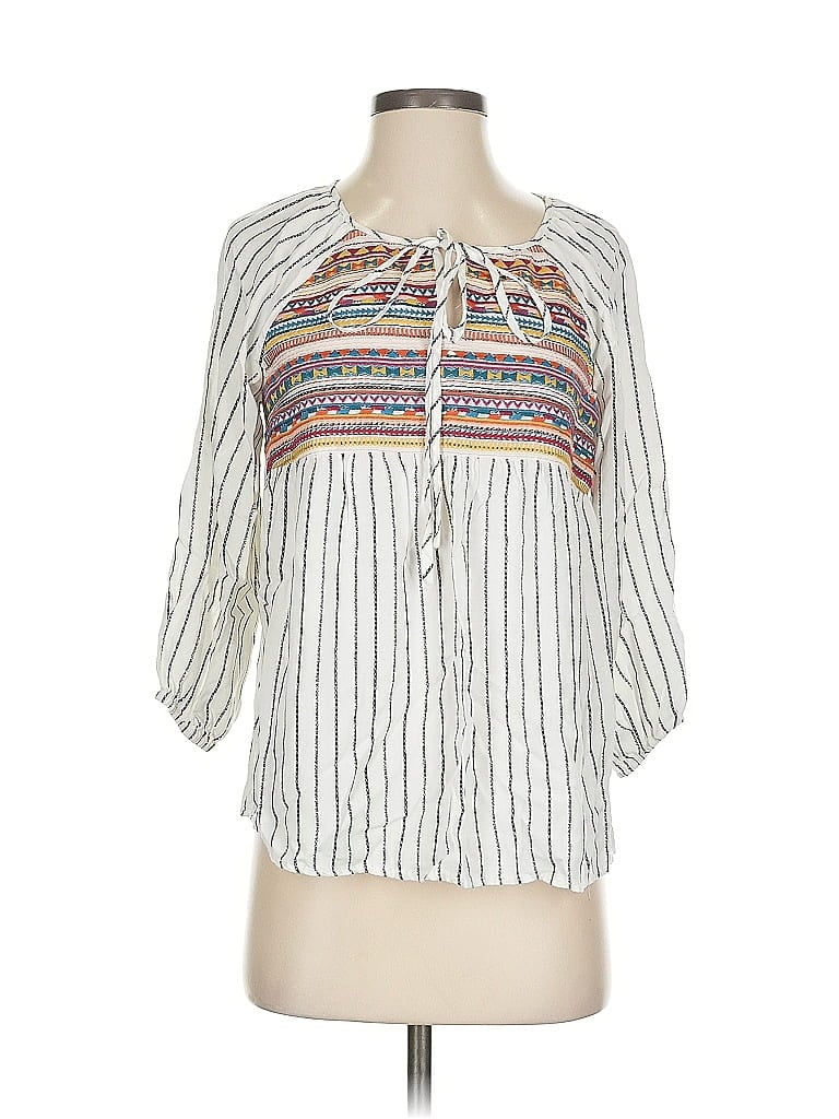 Pre-owned Savanna Jane 3/4 Sleeve Blouse In White