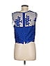 ML Monique Lhuillier 100% Polyester Floral Blue Sleeveless Blouse Size 8 - photo 2
