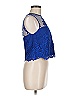 ML Monique Lhuillier 100% Polyester Floral Blue Sleeveless Blouse Size 8 - photo 3
