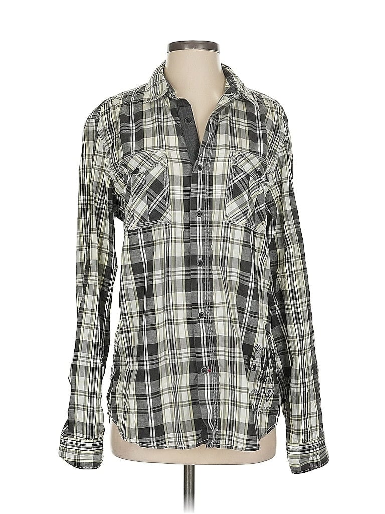 Pre-owned Guess Long Sleeve Henley Shirt In Gray