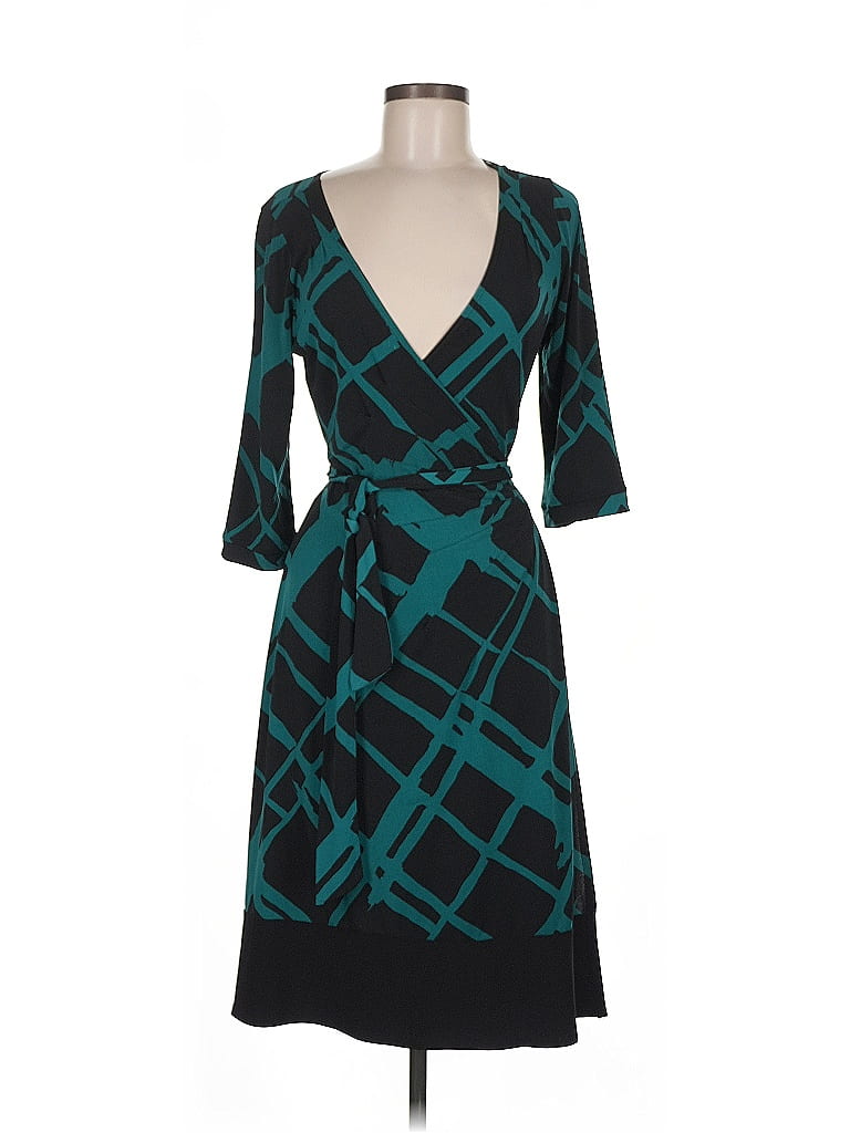Bisou Bisou Graphic Teal Cocktail Dress Size 8 - photo 1