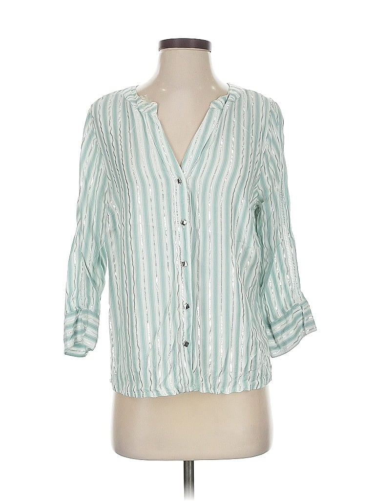 Pre-owned Adrienne Vittadini 3/4 Sleeve T-shirt In Green