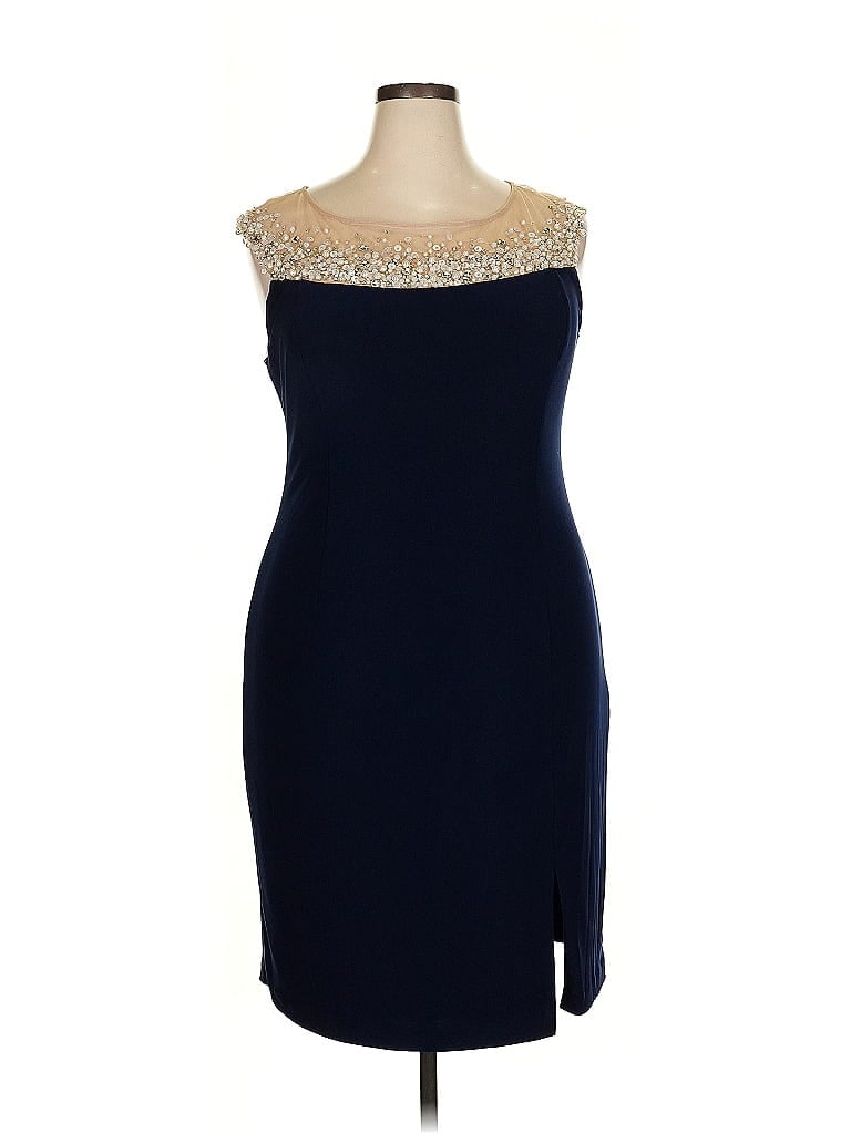 Adrianna Papell Blue Cocktail Dress Size 18 - photo 1