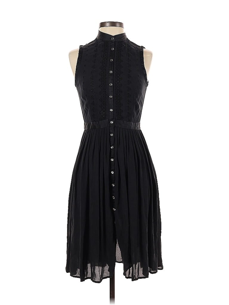 Catherine Malandrino 100% Silk Solid Black Casual Dress Size 4 - photo 1
