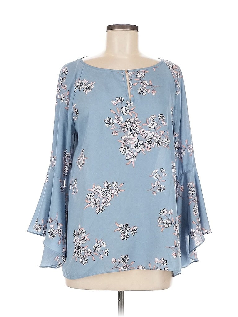 Ivanka Trump 100% Polyester Blue 3/4 Sleeve Blouse Size M - photo 1