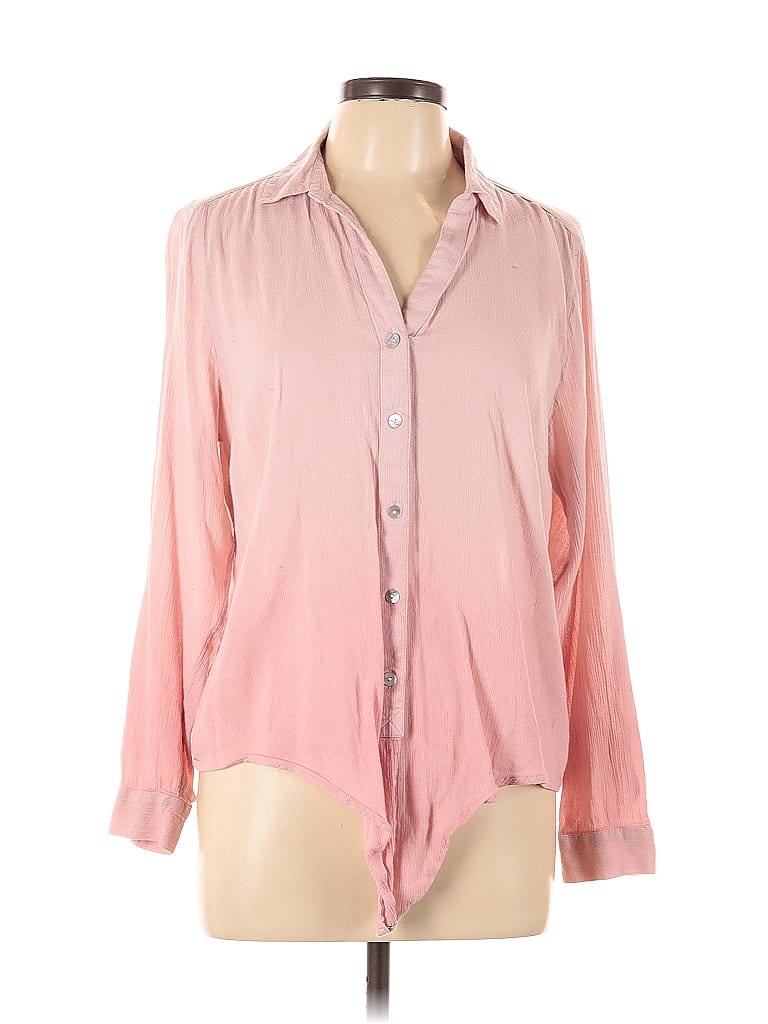 Pre-owned Jjill Long Sleeve Polo Shirt In Pink