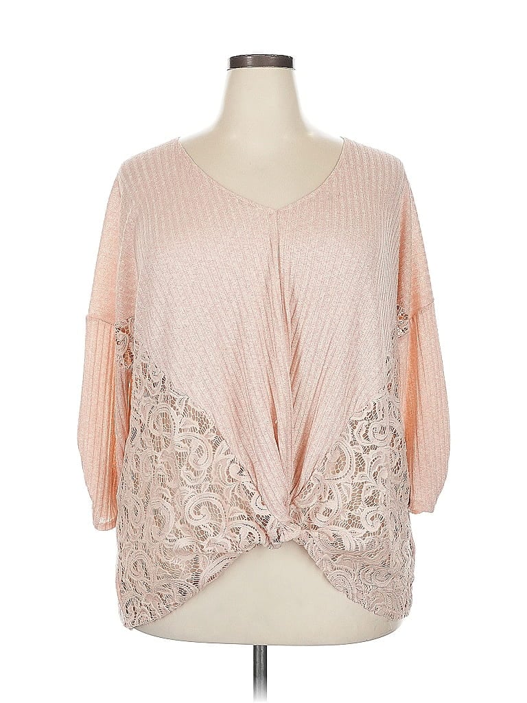 Charming Charlie Pink 3/4 Sleeve Top Size 2X - photo 1