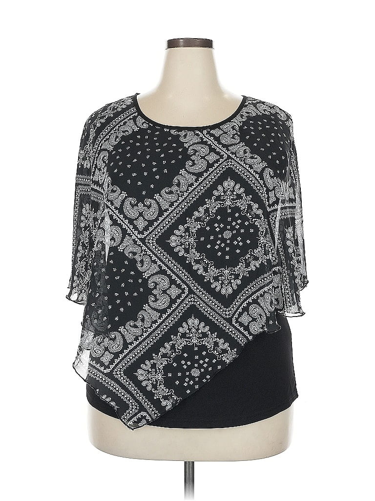 Lotusmile 100% Polyester Black 3/4 Sleeve Blouse Size XXL - photo 1