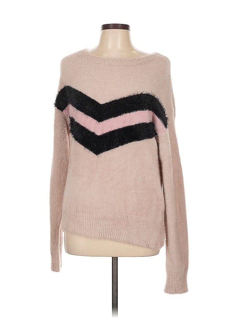 Hem & Thread Chevron-herringbone Pink Pullover Sweater Size L - photo 1