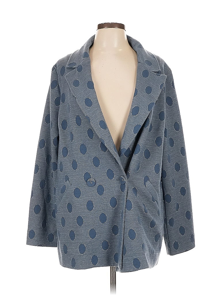 Eva Franco Polka Dots Blue Blazer Size L - photo 1