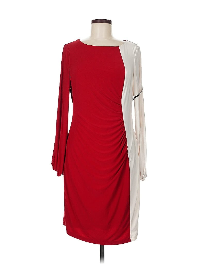 Kasper Color Block Red Cocktail Dress Size M - photo 1