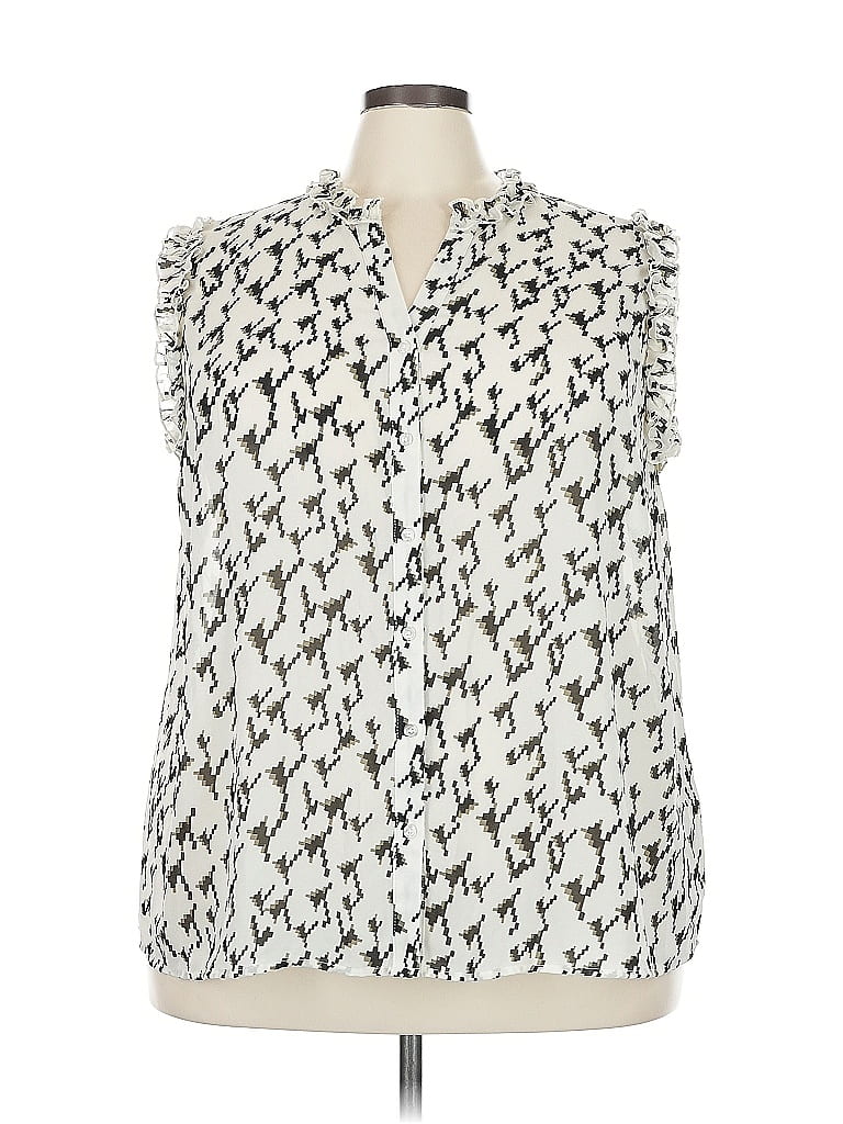 Pleione 100% Polyester Ivory Sleeveless Blouse Size 3X - photo 1