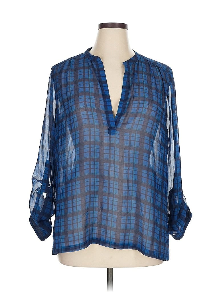 Pre-owned Caslon 3/4 Sleeve Blouse In Blue
