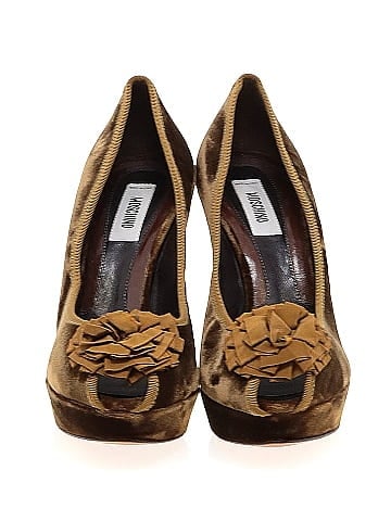 Moschino Crushed Velvet Peep-Toe Heels (view 2)