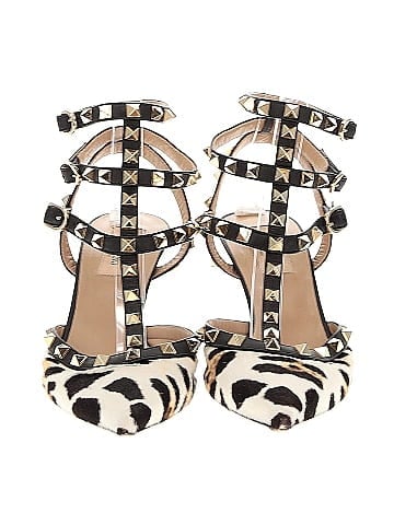 Valentino Garavani Pony Hair Rockstud Ankle Strap Sandals (view 2)