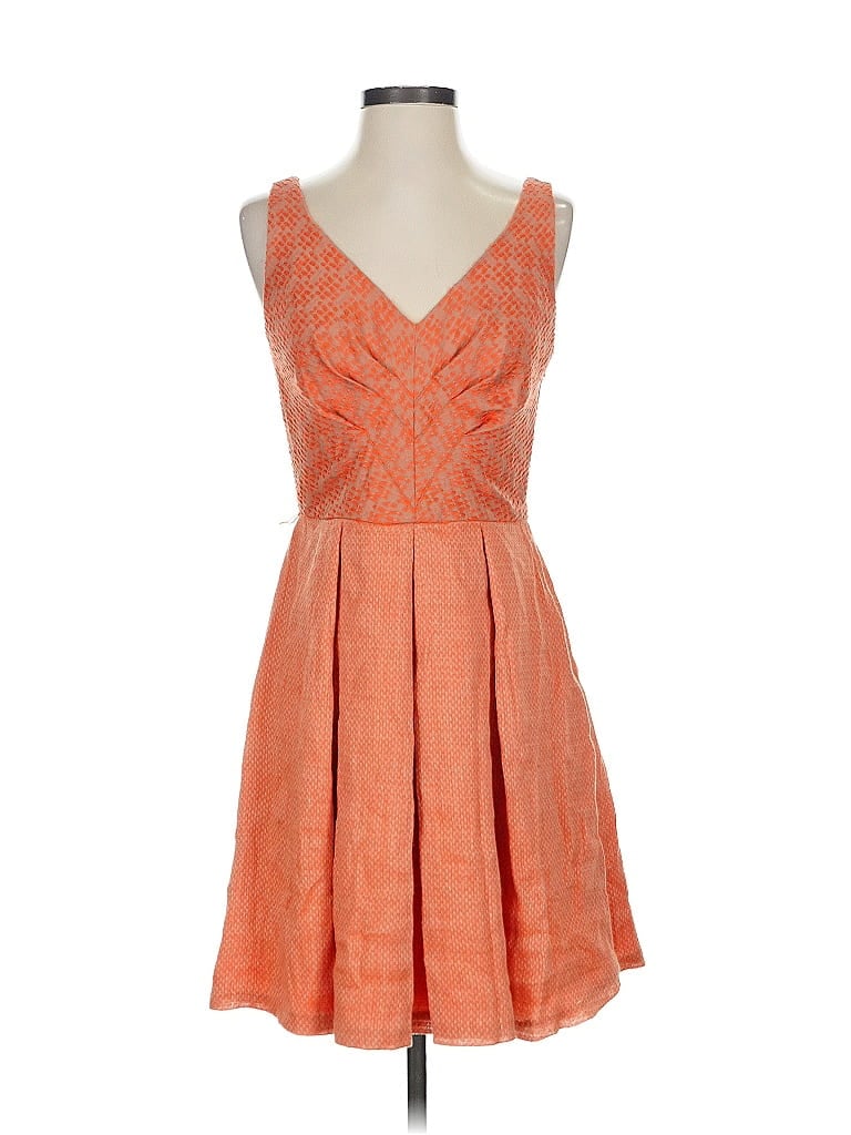 Eva Franco Chevron-herringbone Orange Cocktail Dress Size 4 - photo 1