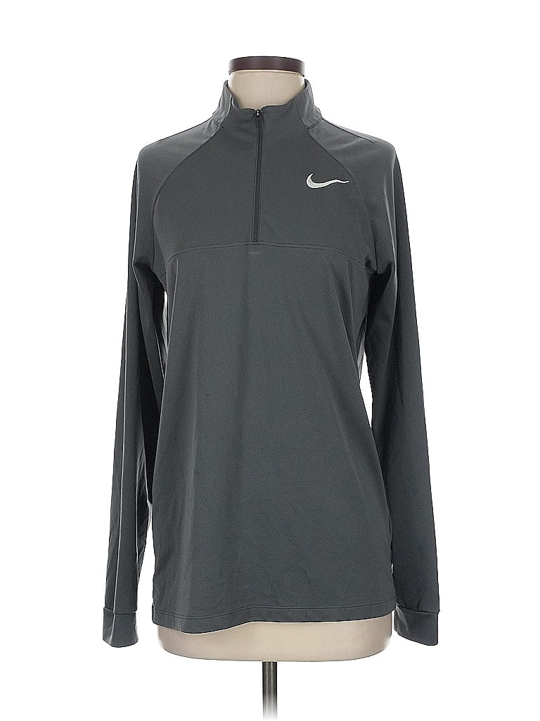 Pre-owned Nike Long Sleeve Top Gray Mock Neckline Tops