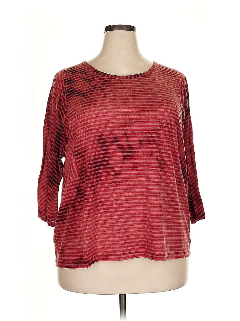 Pre-owned Lane Bryant 3/4 Sleeve Top Red Boatneck Tops