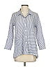 Habitat Stripes Blue 3/4 Sleeve Button-Down Shirt Size S (estimated) - photo 1