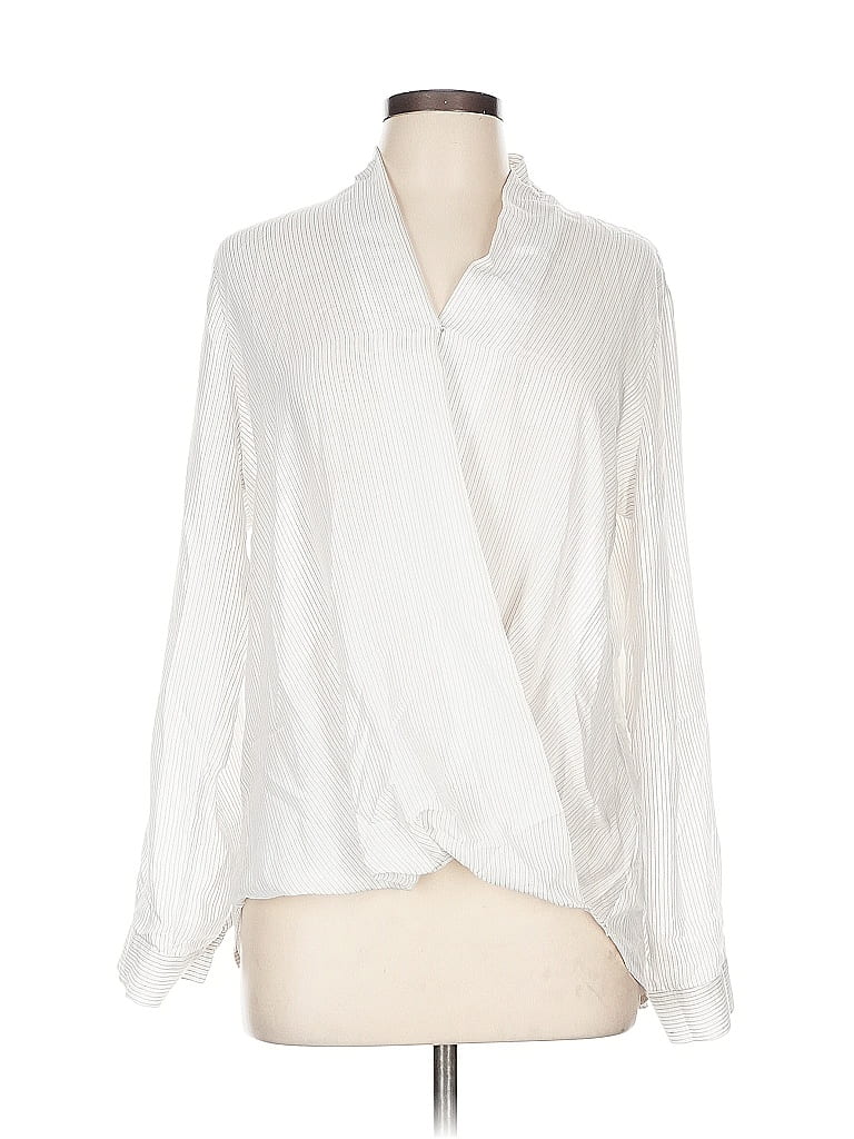 Pre-owned Pleione Long Sleeve Blouse In White