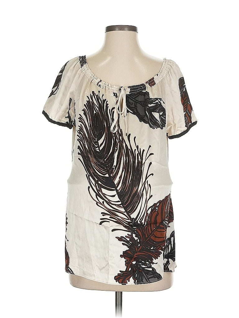 Hale Bob Ivory Short Sleeve Silk Top Size S - photo 1