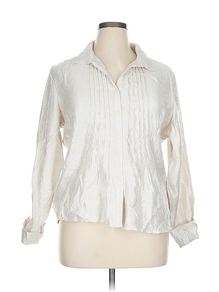 Coldwater Creek Metallic Ivory Long Sleeve Blouse Size XL (petite) - photo 1
