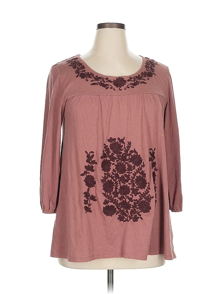 Pre-owned Garnet Hill 3/4 Sleeve Blouse In Brown