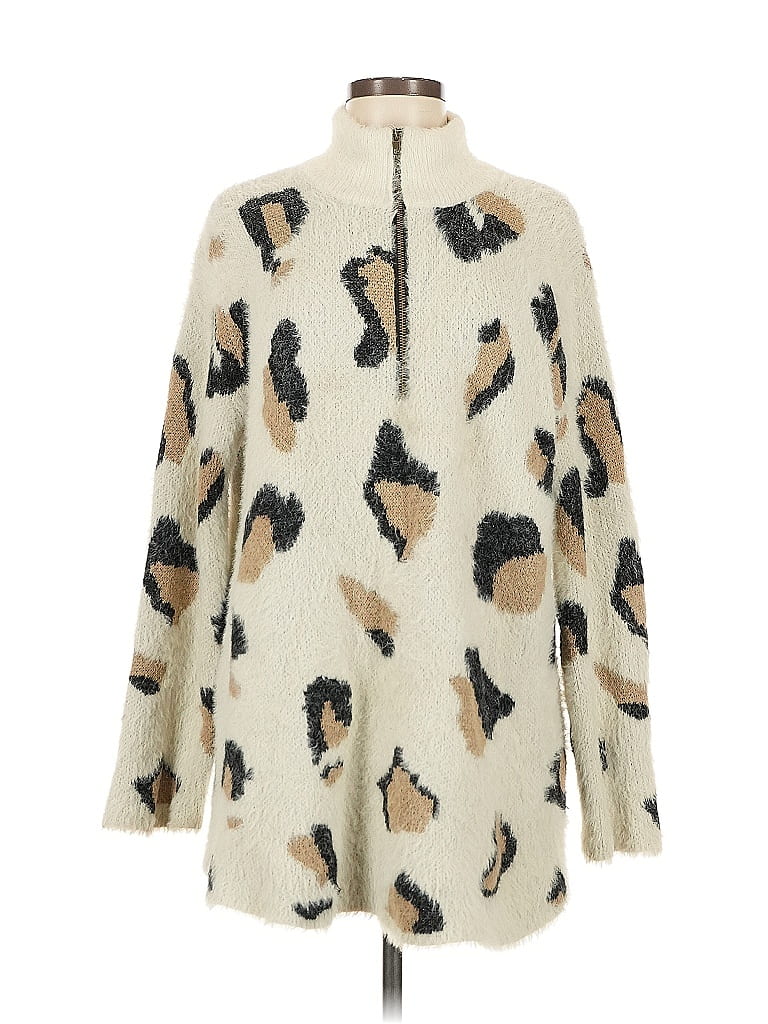 Jodifl 100% Polyester Animal Print Ivory Pullover Sweater Size M - photo 1