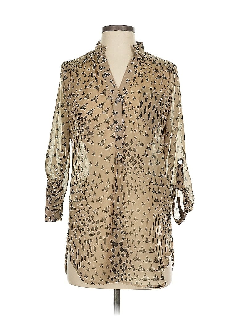 Pre-owned Fab'rik 3/4 Sleeve Blouse In Tan