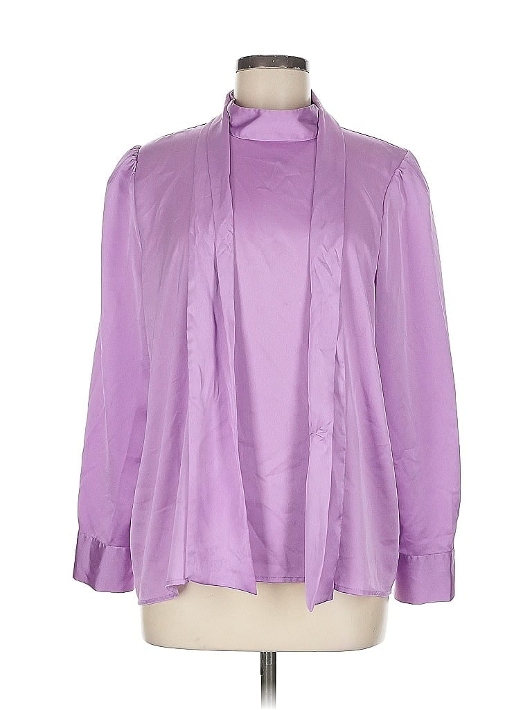 Pre-owned Ann Taylor Long Sleeve Blouse In Purple