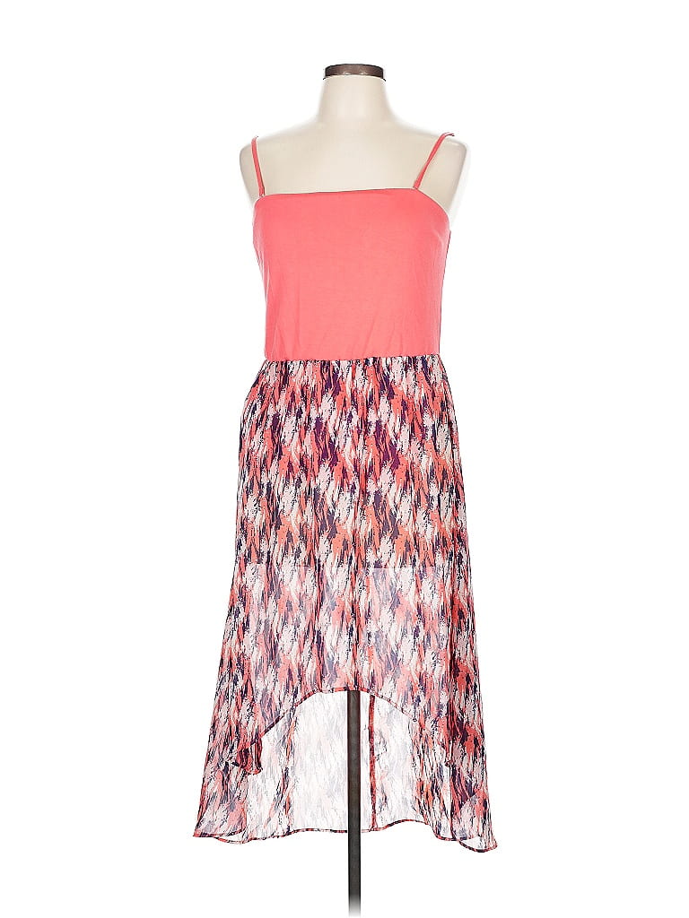 Charming Charlie Print Pink Casual Dress Size L - photo 1