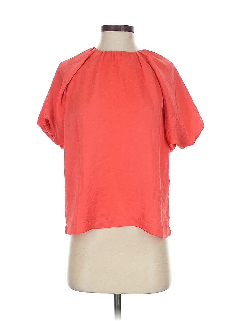 Pre-owned Ann Taylor Short Sleeve Top Orange Keyhole Neckline Tops