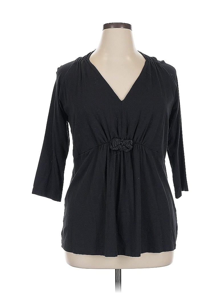 Pre-owned Jones New York Signature 3/4 Sleeve Blouse In Black