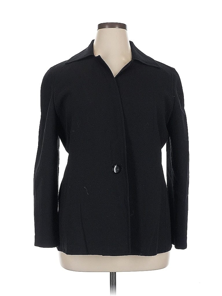 Pre-owned Linda Allard Ellen Tracy Wool Blazer Jacket In Black