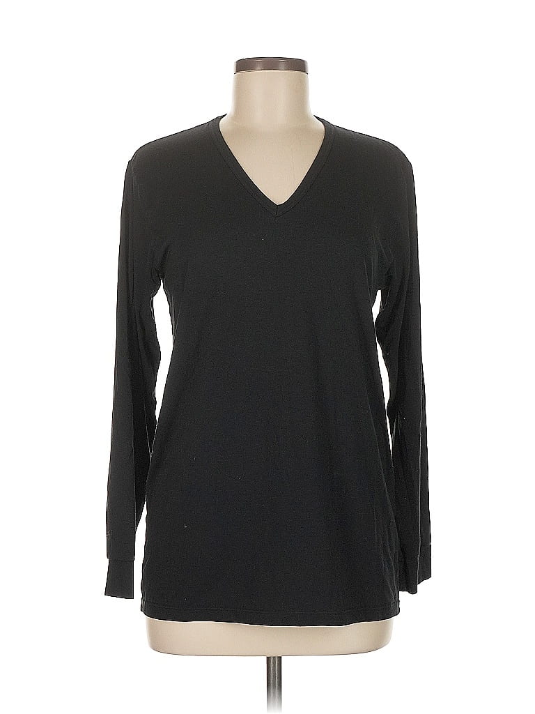 Click to view more detailed imagery on our partner's website Pre-owned Uniqlo Long Sleeve Top Black V Neck Tops