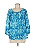 Fresh Produce 100% Cotton Blue 3/4 Sleeve Blouse Size M - photo 1