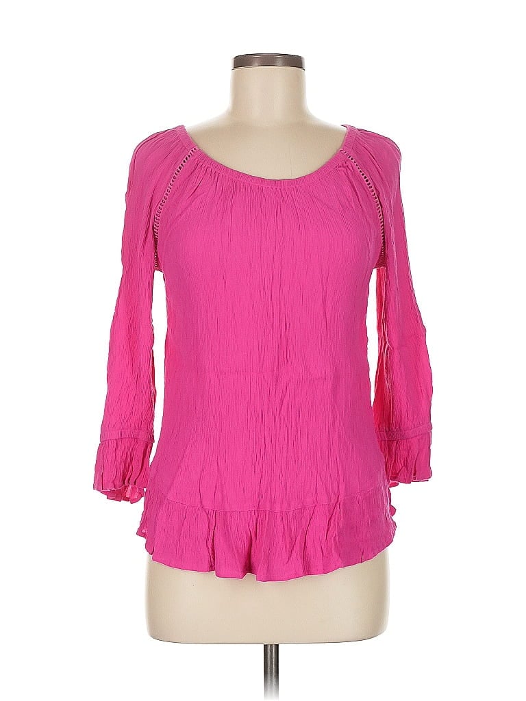 Pre-owned Inc International Concepts 3/4 Sleeve Blouse In Pink