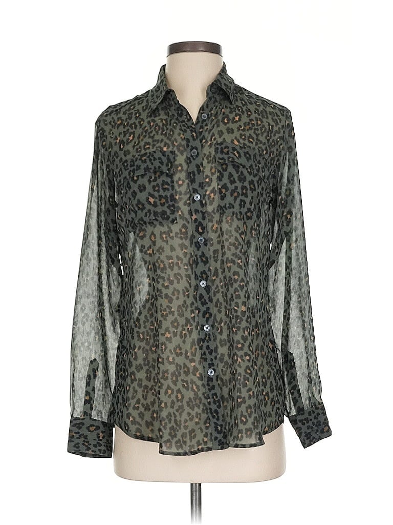 Pre-owned Banana Republic Long Sleeve Blouse In Green
