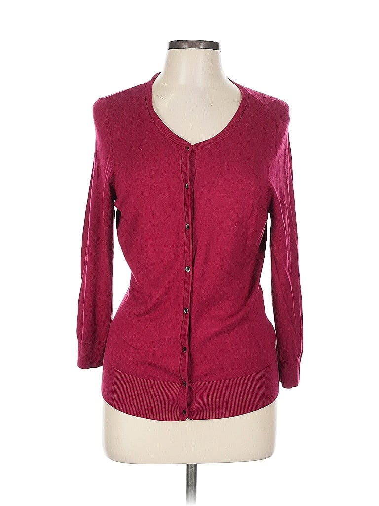 Pre-owned Halogen Cardigan Sweater In Burgundy