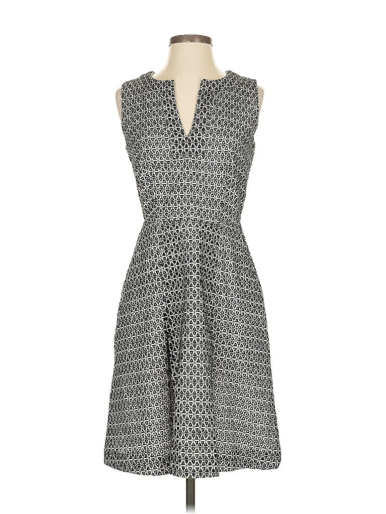 J.Crew 100% Cotton Houndstooth Gray Casual Dress Size 4 - photo 1