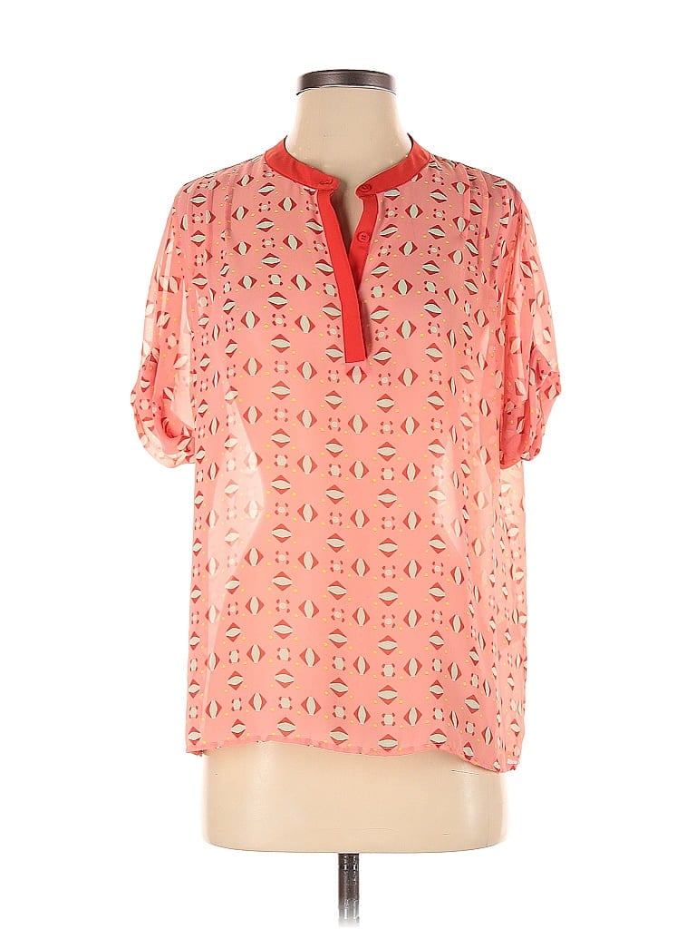 Collective Concepts 100% Polyester Orange Short Sleeve Blouse Size L - photo 1
