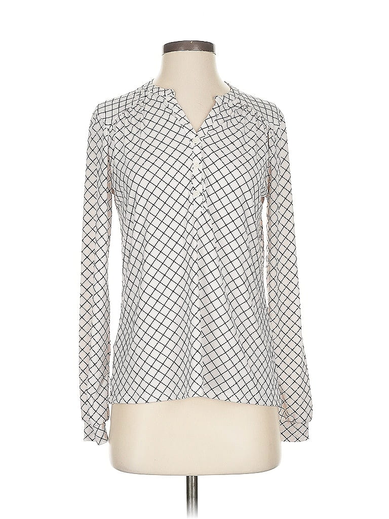 Pre-owned Banana Republic Factory Store Long Sleeve Blouse In White