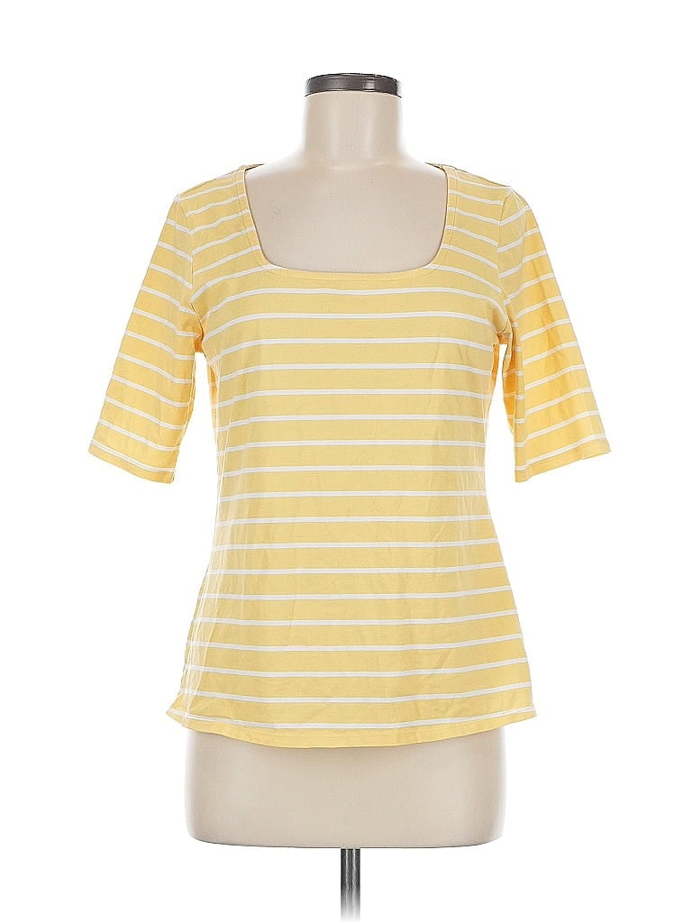 Croft & Barrow Stripes Yellow Short Sleeve T-Shirt Size M - photo 1