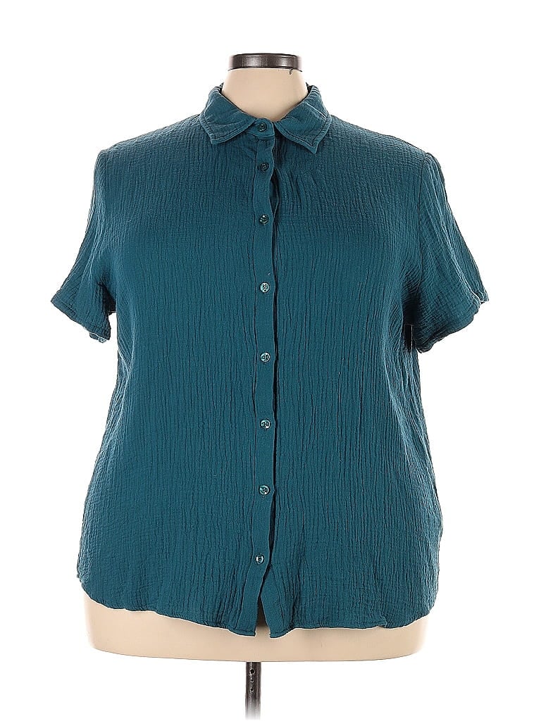 Pre-owned Unbranded Short Sleeve Blouse In Blue